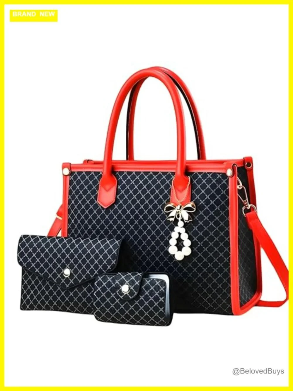 3-Piece PU Leather Handbag Set with Wallet, Top Handle Satchel Crossbody Tote